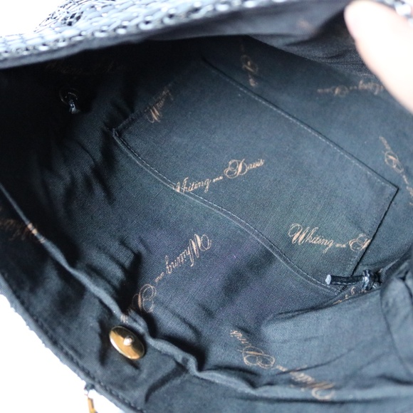 Whiting & Davis Black Mesh Clutch Shoulder Bag Purse Folder Over Tassel - Picture 10 of 14